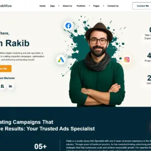 TaskHive – Digital Marketer and Freelancer Portfolio Elementor Templates Kit
